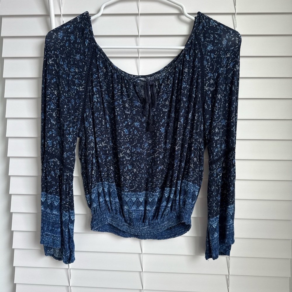Forever 21 Midnight Blue Floral Boho Blouse